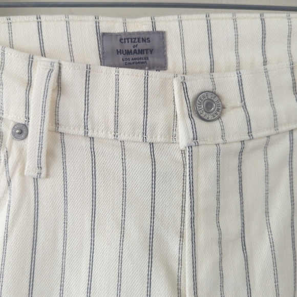 Citizens of humanity racket crop in cream straight highrise skinny jeans size 32 - Picture 3 of 10